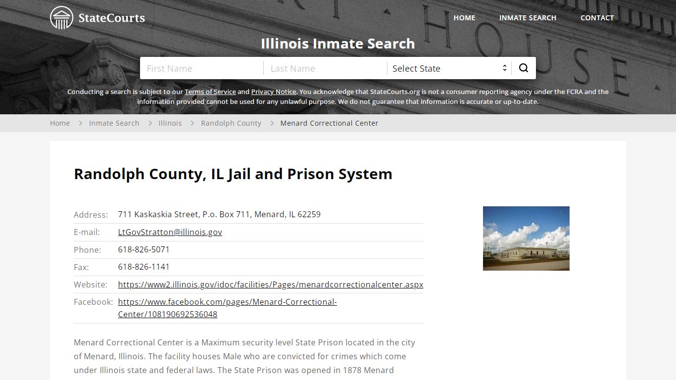 Menard Correctional Center Inmate Records Search, Illinois - StateCourts